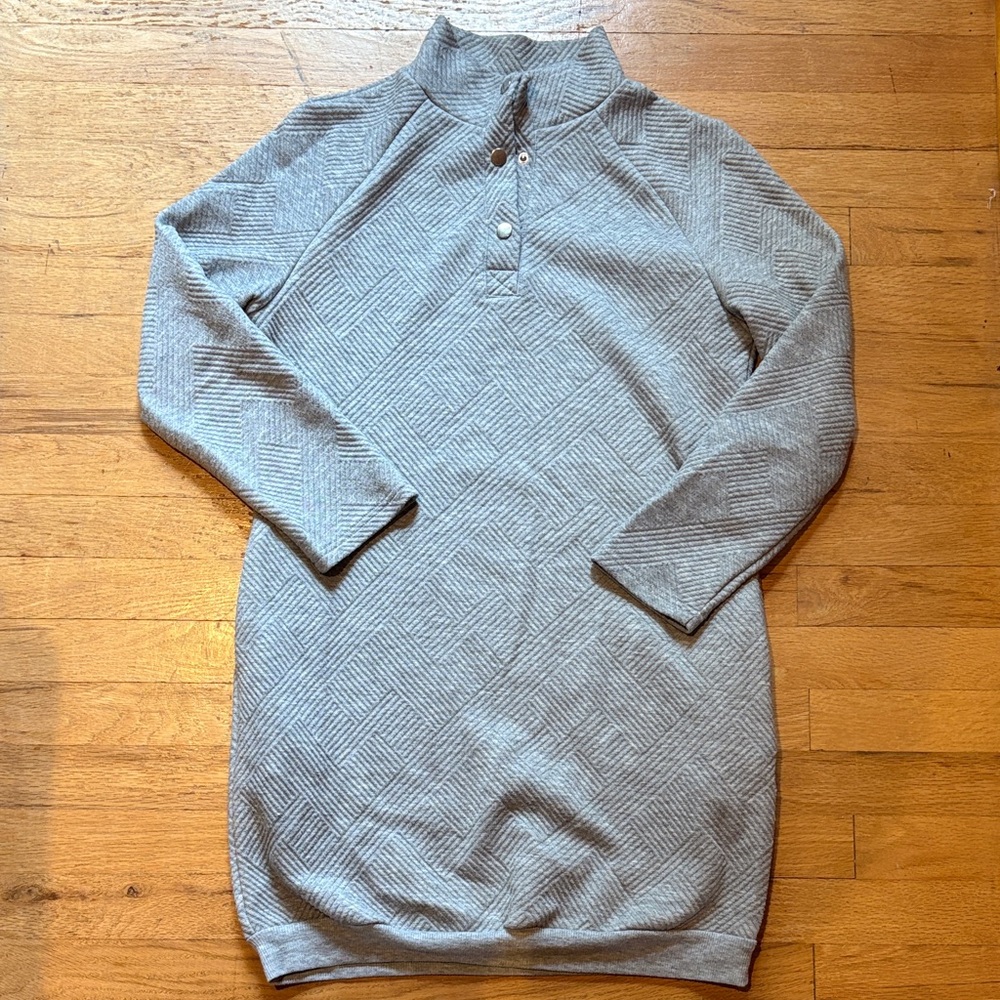 SHEIN Gray Textured Long Sleeve Dress